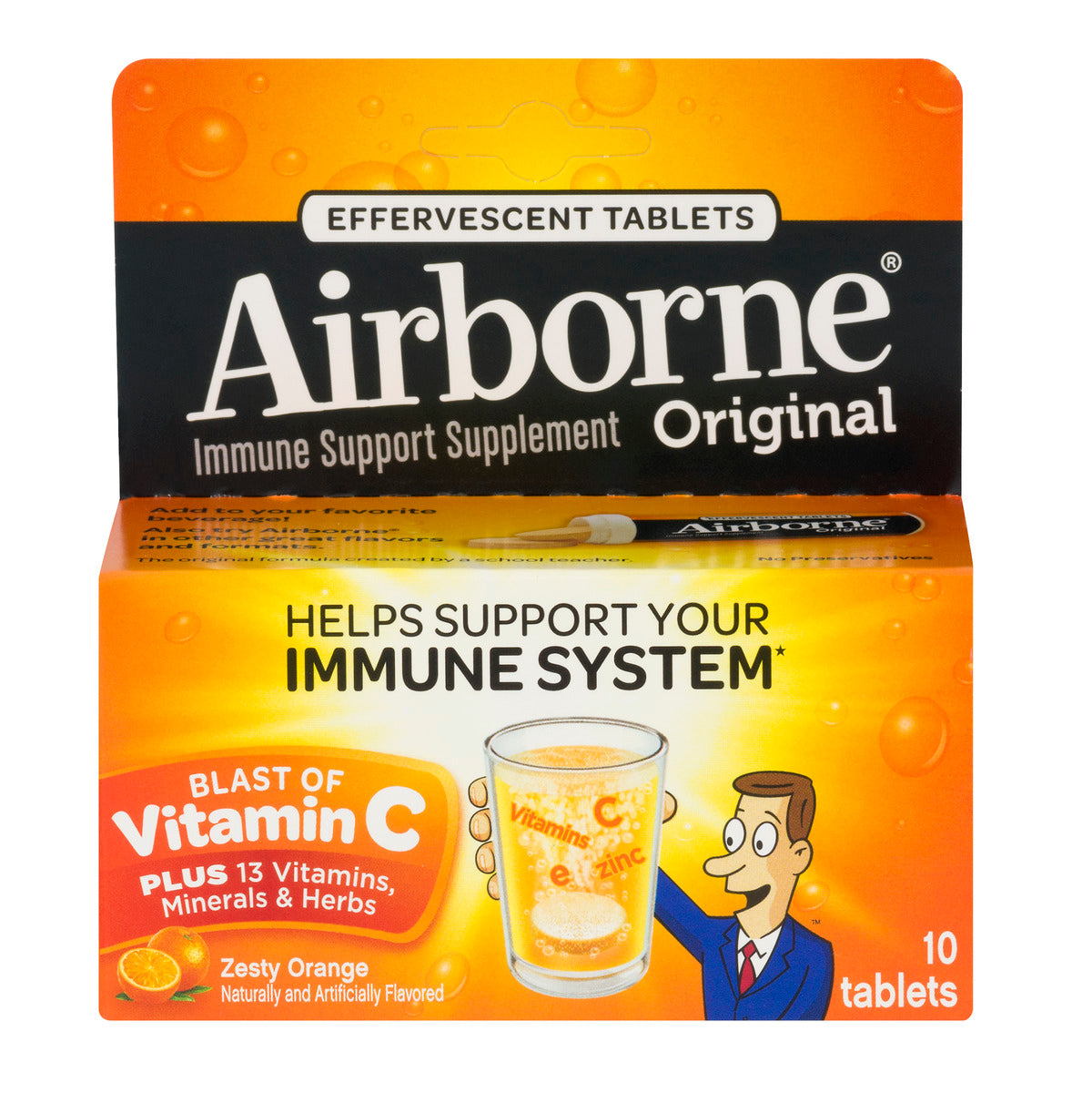 Airborne tabletas efervescentes naranja, 10 un.