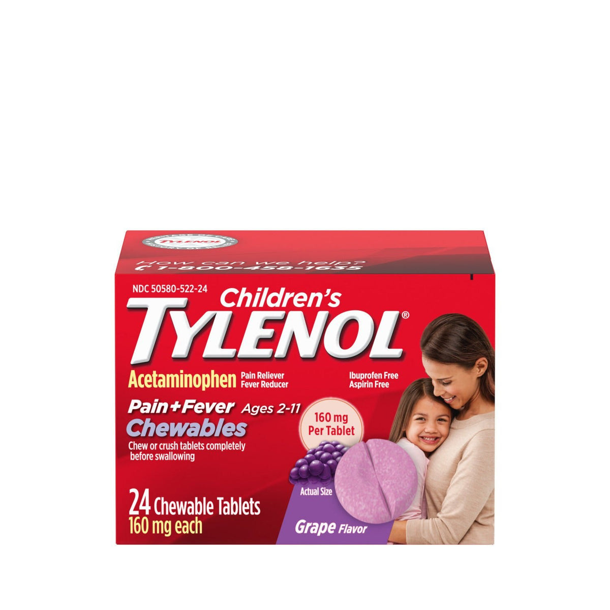 Children's Tylenol masticables sabor uva