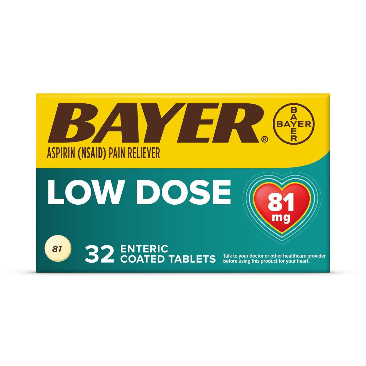 Bayer aspirina 81 mg, 32 tabletas
