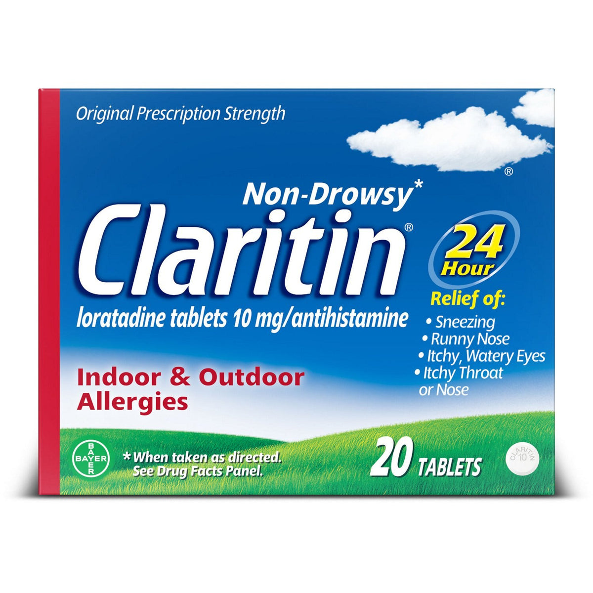 Claritin 24 horas no causa sueño, 20 tabletas