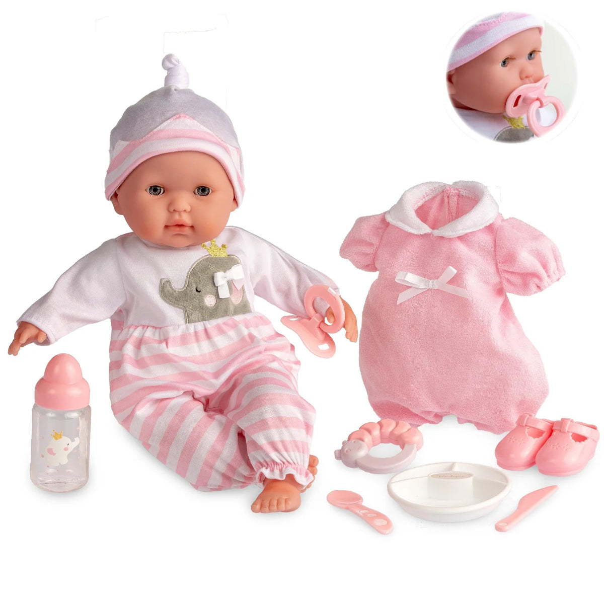 JC Toys Berenguer Boutique Muñeca Bebé Cuerpo Suave 15" Set de Regalo