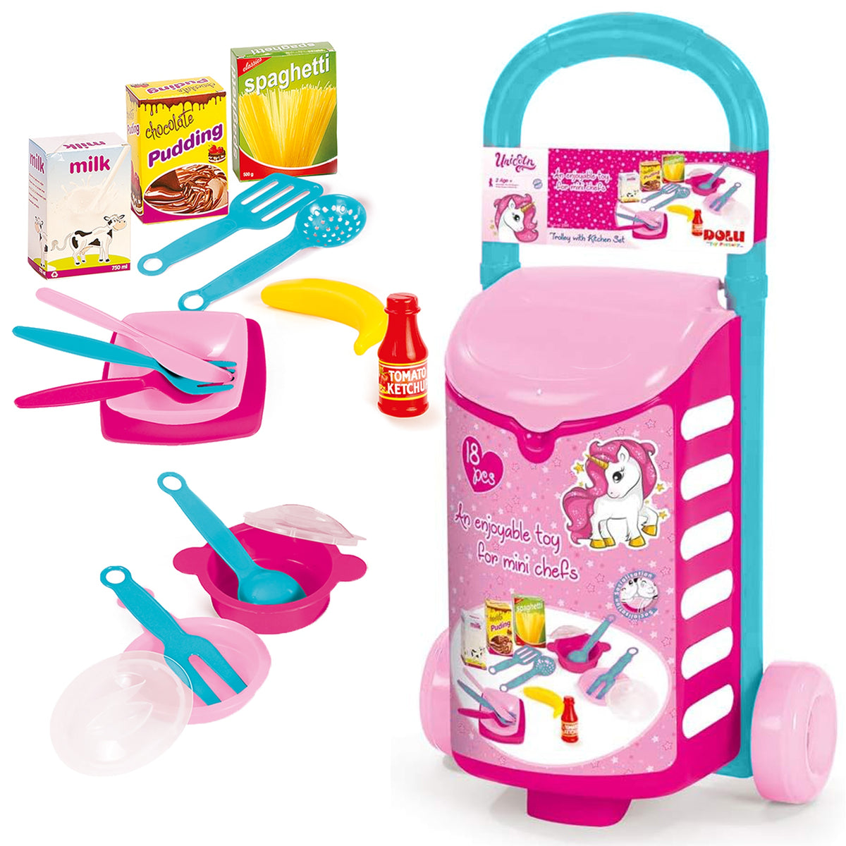 Dolu Carrito Unicornio con Set de Cocina 18 piezas